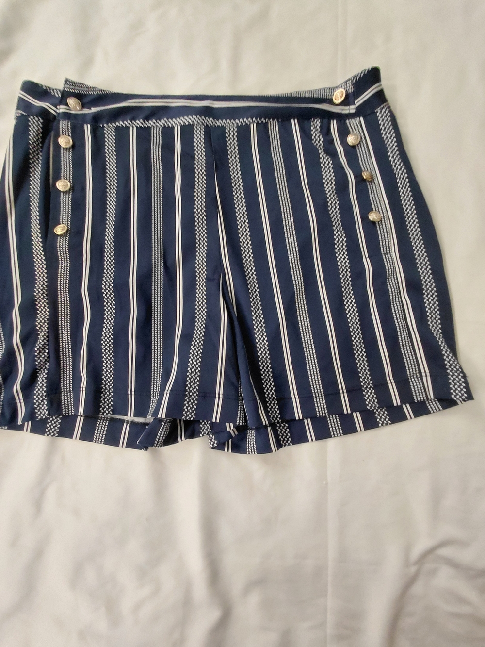 NY Collection Navy & White Striped Sailor-Style Skort